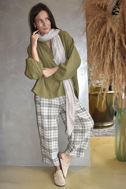 Suri Cushion Cotton Laurie Blouse Deep Olive